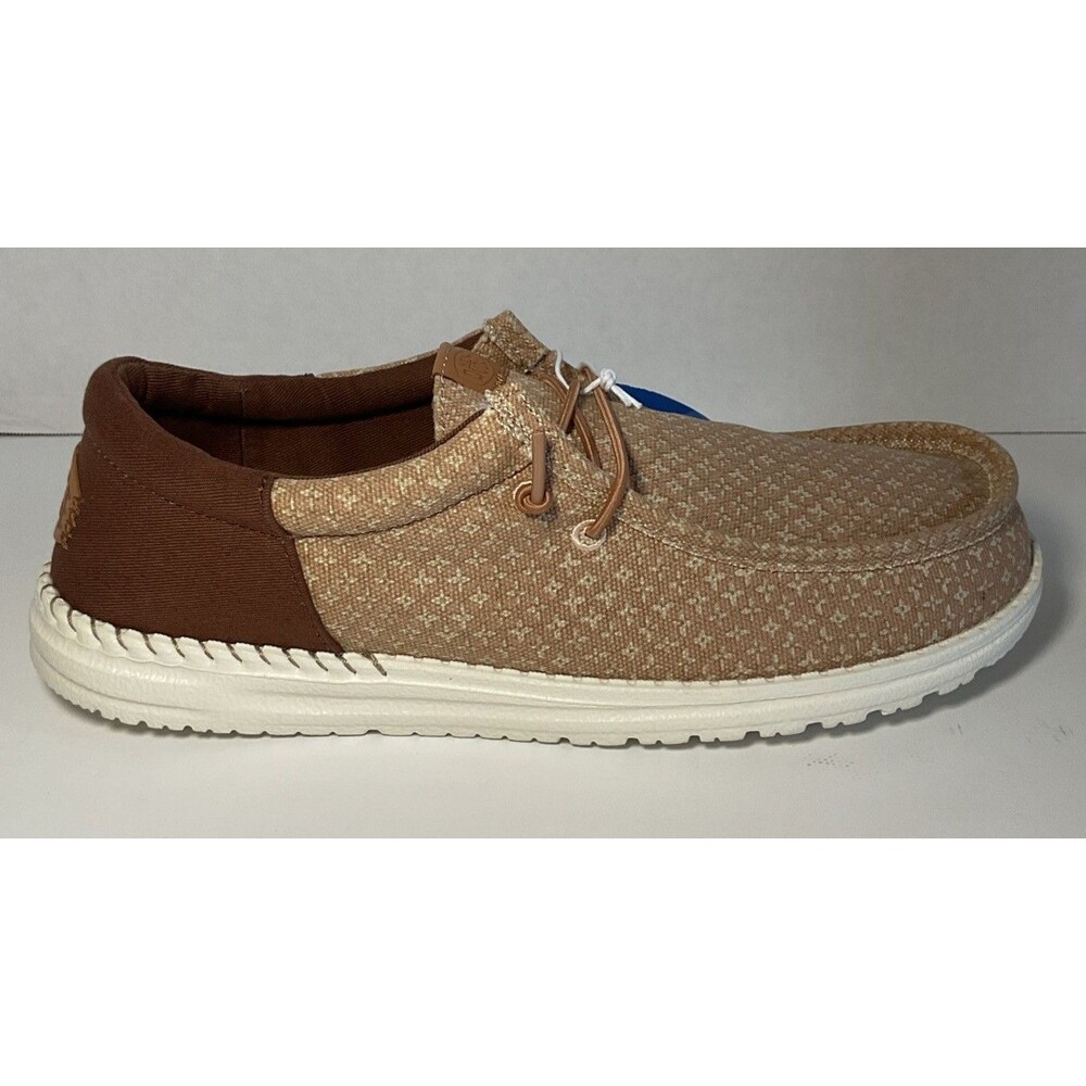 Hey Dude Wally FUNK Block Print Macaroon Downtown Brown Size 10